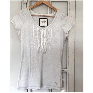 Abercrombie & Fitch Women's Size M Light Gray Marl Shirt with Ruffles